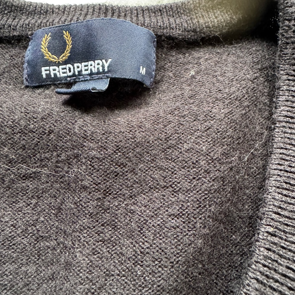 Fred Perry Black and Gray Argyle Sweater - Picture 3 of 4